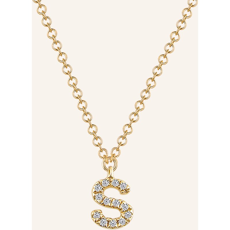 Leaf Initialien Halskette „S“ Aus 14 Karat Gelbgold Mit Diamanten gold
