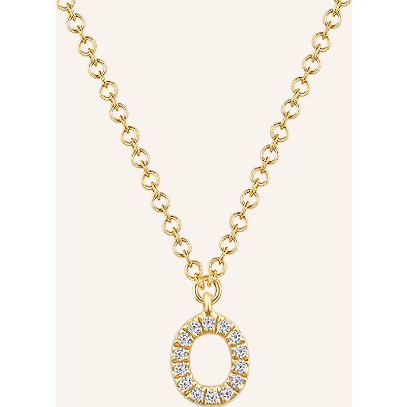 Leaf Initialien Halskette „O“ Aus 14 Karat Gelbgold Mit Diamanten gold