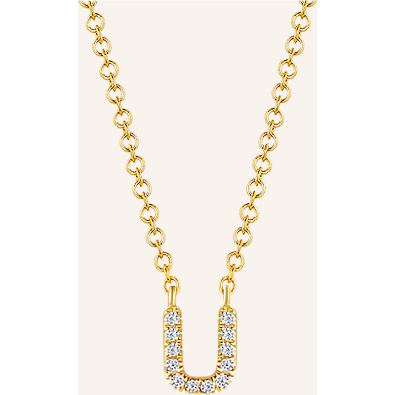 Leaf Initialien Halskette „U“ Aus 14 Karat Gelbgold Mit Diamanten gold