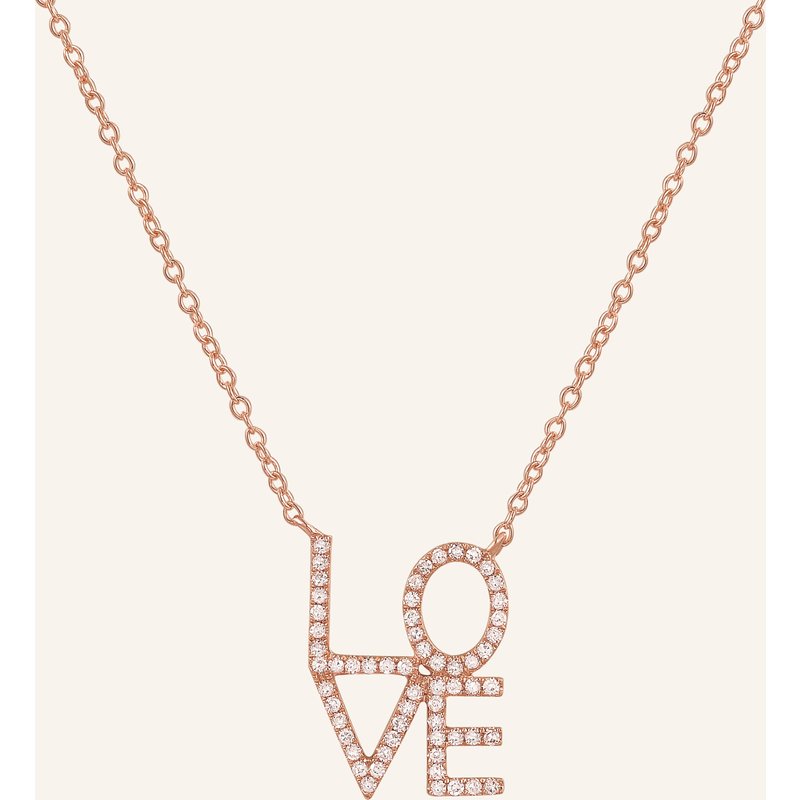 Leaf Halskette Love Aus 18 Karat Roségold Mit Diamanten rosegold