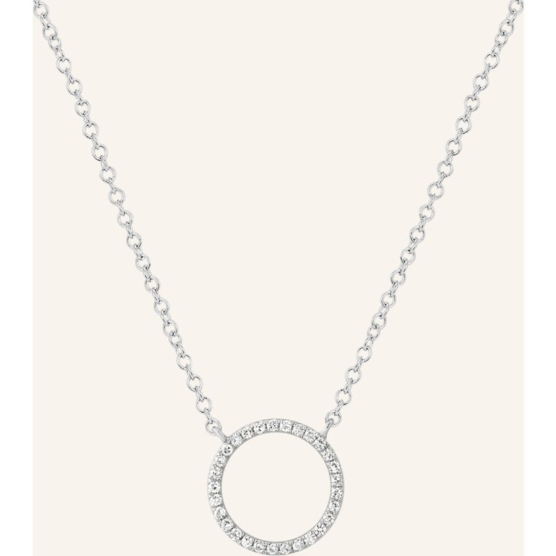 Leaf Halskette Circle Aus 18 Karat Weißgold Mit Diamanten silber