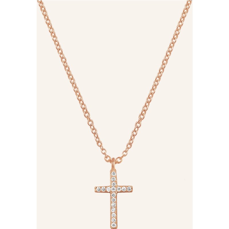 Leaf Halskette Kreuz Aus 18 Karat Roségold Mit Diamanten rosegold