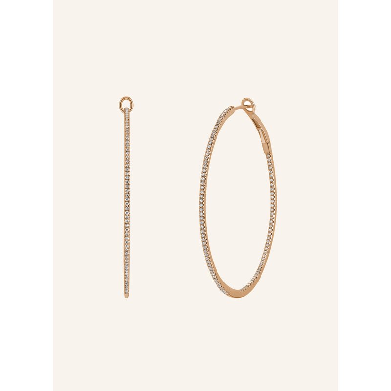 Leaf Creolen Circle Xl Aus 18 Karat Roségold Mit Diamanten rosegold