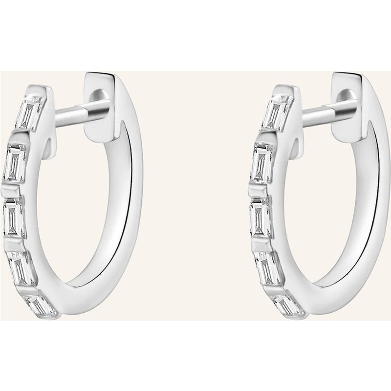 Leaf Creolen Baquette Aus 14 Karat Weißgold Mit Diamanten silber