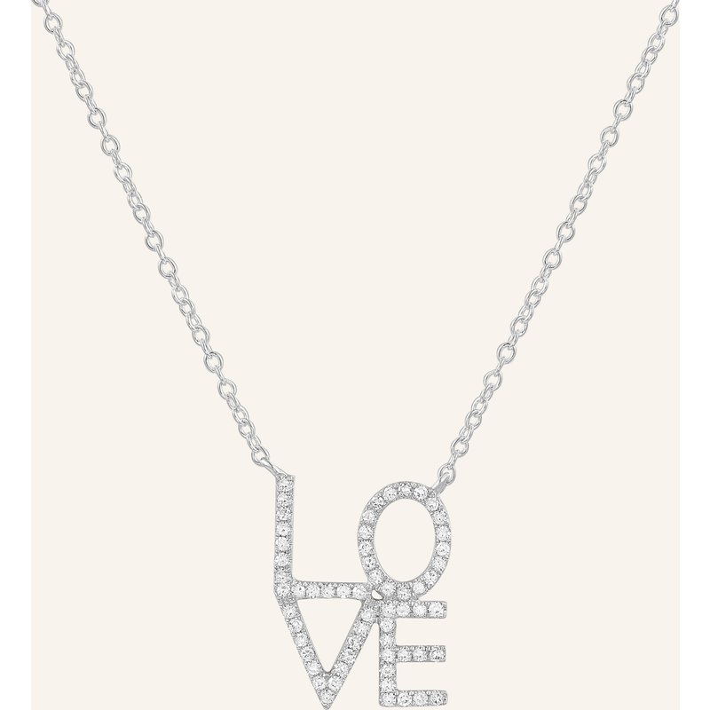Leaf Halskette Love Aus 18 Karat Weißgold Mit Diamanten silber