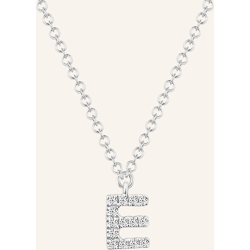 Leaf Initialien Halskette „E“ Aus 14 Karat Weißgold Mit Diamanten silber