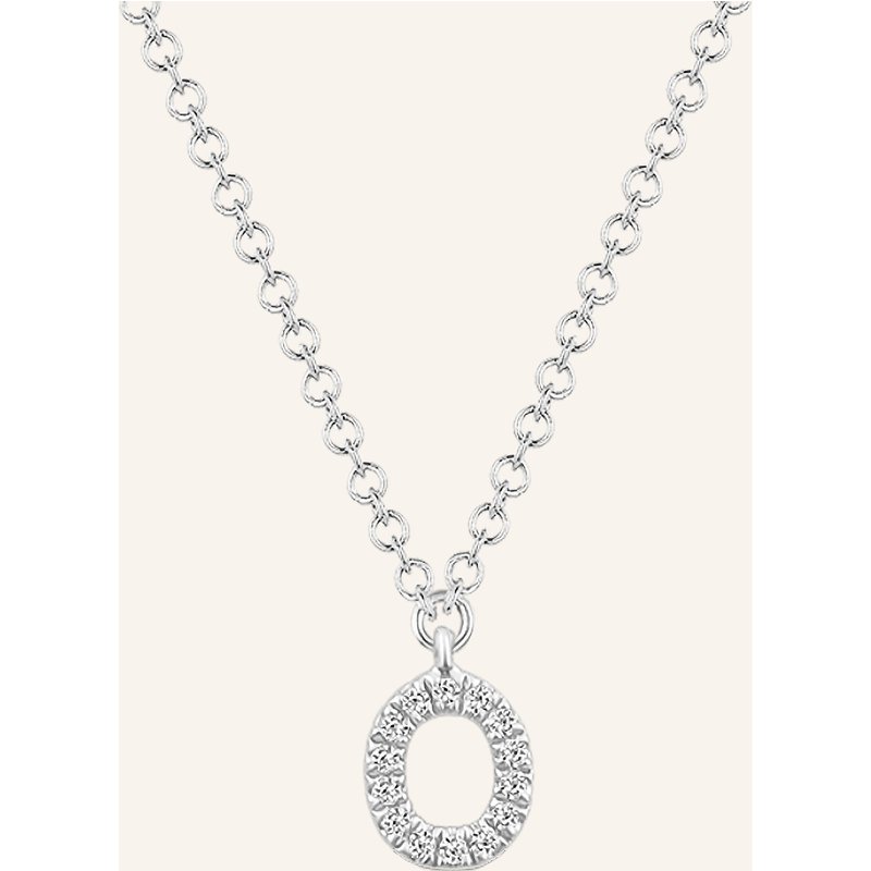Leaf Initialien Halskette „O“ Aus 14 Karat Weißgold Mit Diamanten silber