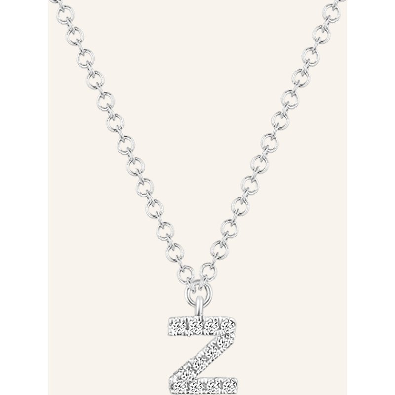Leaf Initialien Halskette „Z“ Aus 14 Karat Weißgold Mit Diamanten silber