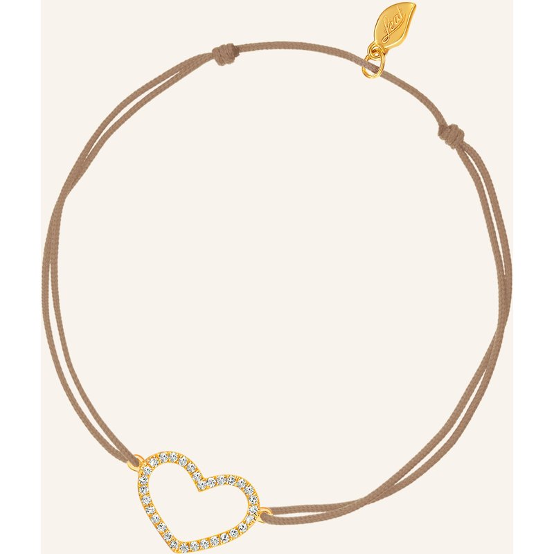 Leaf Freundschaftsarmband Heart Aus 18 Karat Gelbgold Mit Diamanten beige