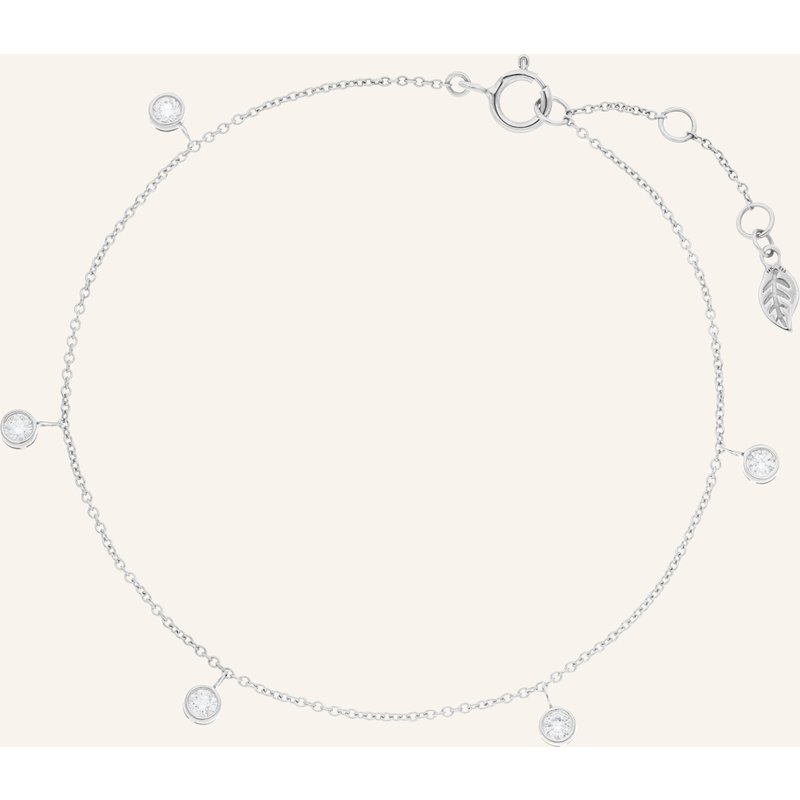 Leaf Armband My First Diamond Charms Aus 14 Karat Weißgold Mit Diamanten silber
