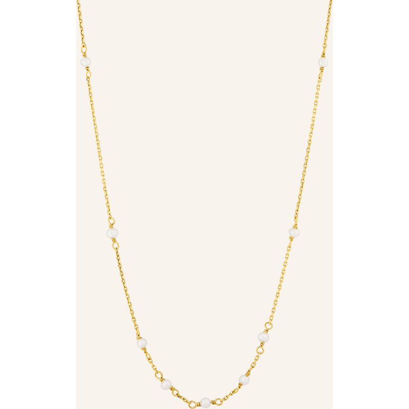 Leaf Halskette White Pearls Aus 14 Karat Gelbgold gold
