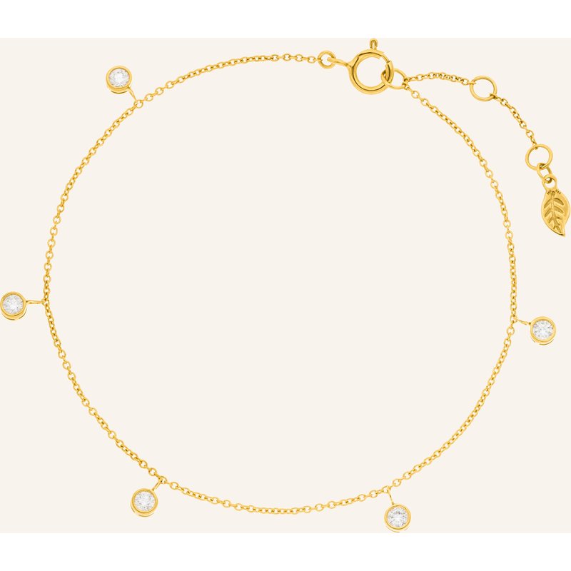 Leaf Armband My First Diamond Charms Aus 14 Karat Gelbgold Mit Diamanten gold