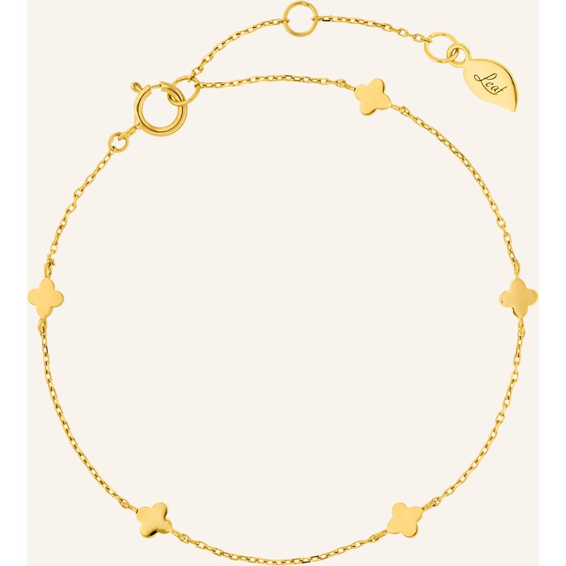 Leaf Armband Mini Clover Aus 14 Karat Gelbgold gold