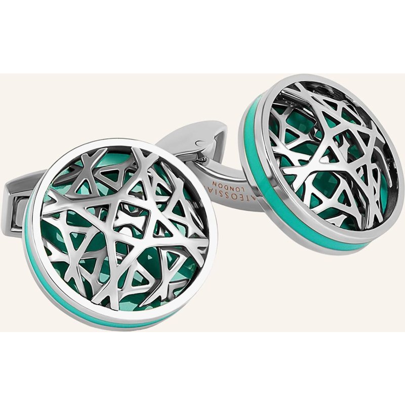 Tateossian Manschettenknöpfe Dome Cutwork blau