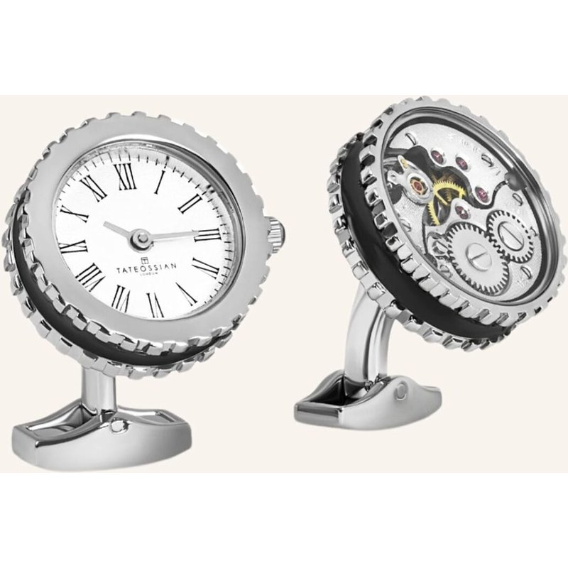 Tateossian Manschettenknöpfe Vintage Heritage Skelettuhr silber