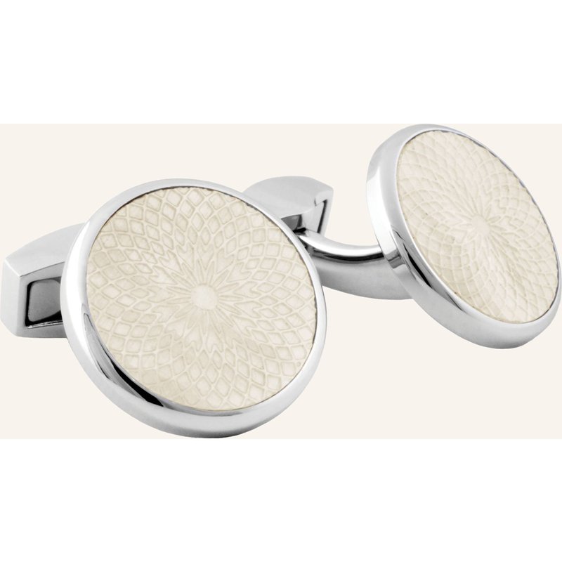 Tateossian Manschettenknöpfe Rotondo Guilloche weiss