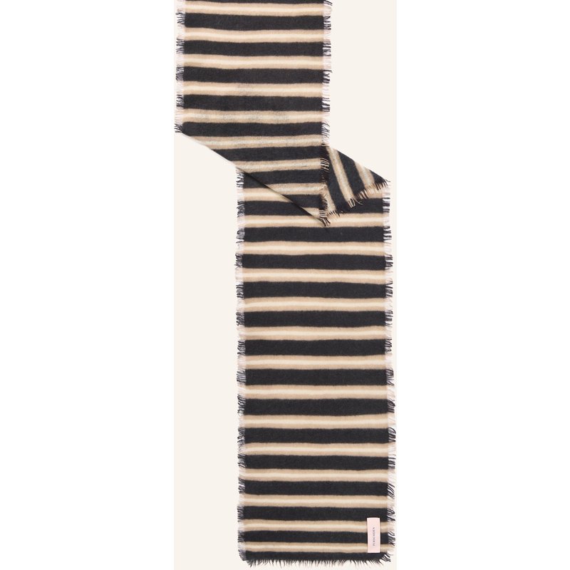 Purschoen Cashmere-Schal Slim Carmel Stripes schwarz