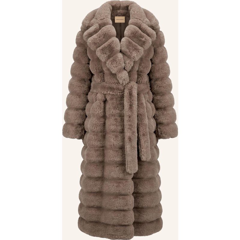 Americandreams Faux Fur Coat Long Leelai beige