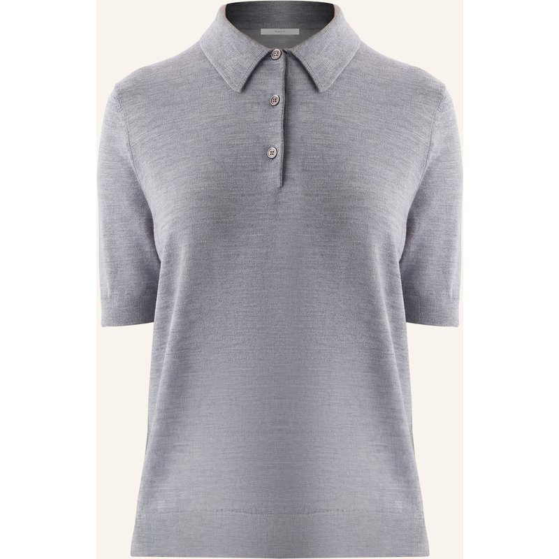 Pinxit Poloshirt Aus Wolle Und Seide grau