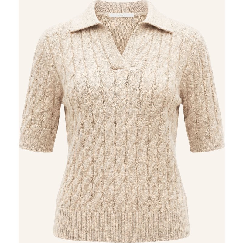 Pinxit Poloshirt Aus Mohair Und Seide beige