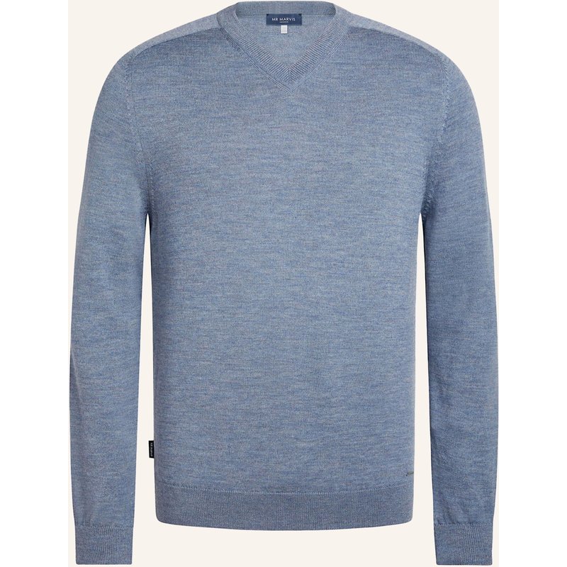 Mr Marvis Pullover The Merino V-Neck blau
