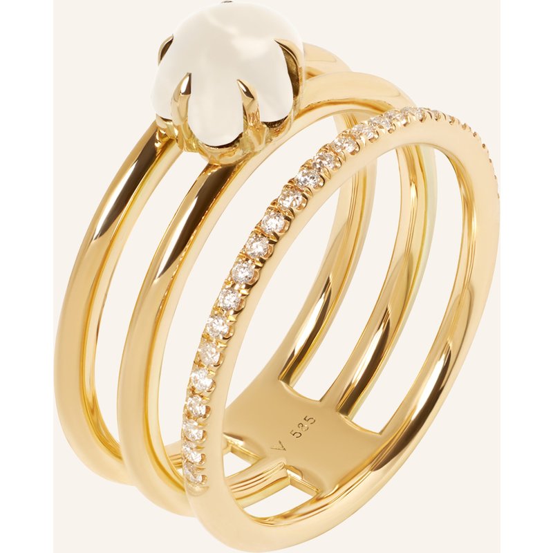 Vieri Ring Wolke Milchquarz Brillant Pavé Dreireihig gold