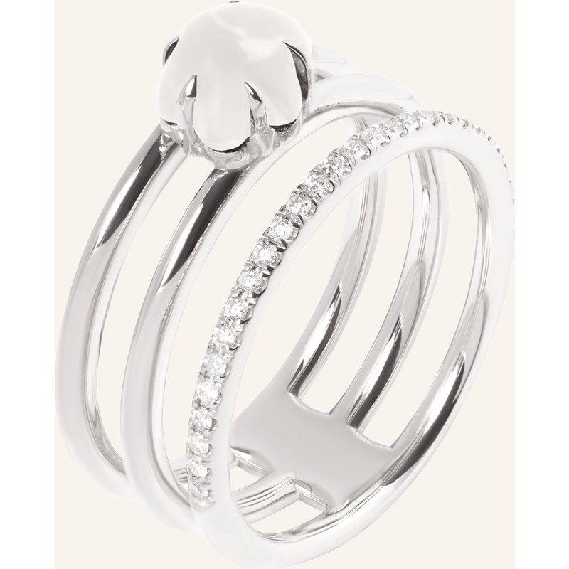 Vieri Ring Wolke Milchquarz Brillant Pavé Dreireihig silber