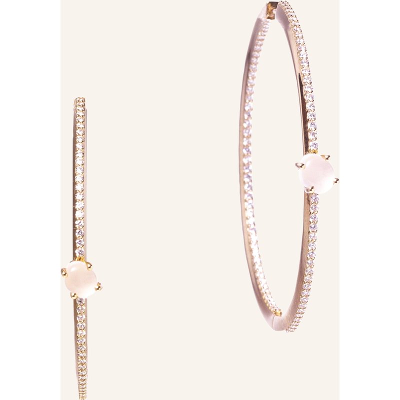 Vieri Creolen Wolke Milchquarz Brillant Pavé rosegold