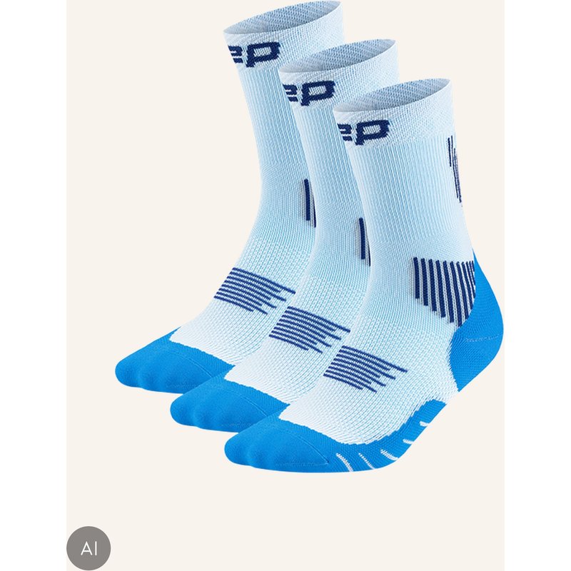 Cep Laufsocken Run 3-Pack Mid Cut Mit Kompression blau