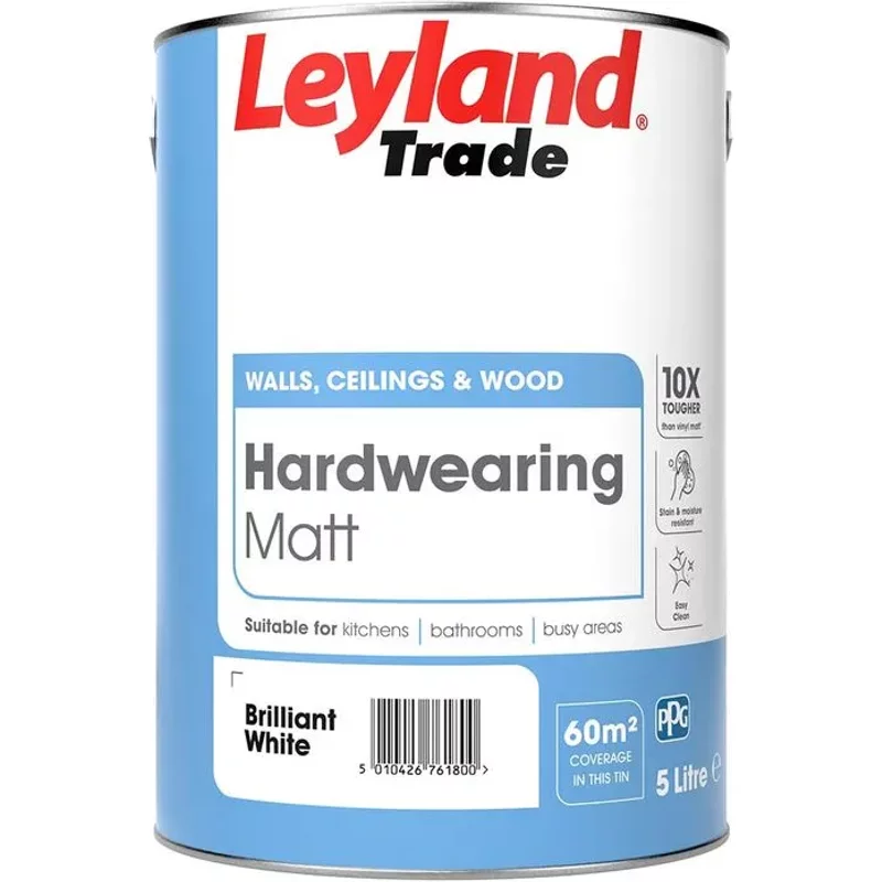 Leyland Trade Hardwearing Matt Brilliant White 5L