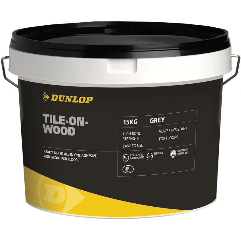 Tile On Wood Adhesive + Grout Ready Mixed Stone 15Kg Dunlop