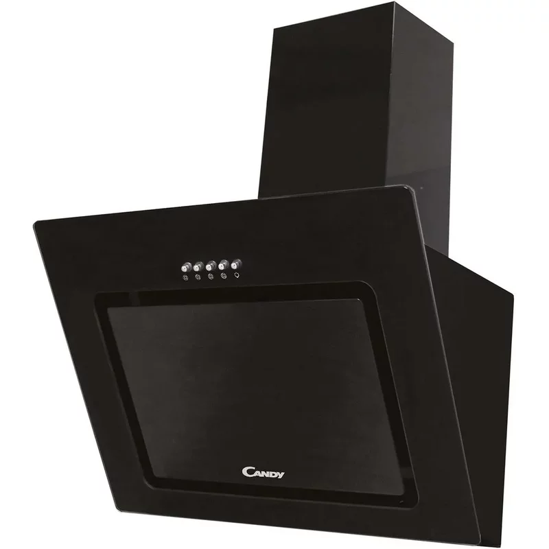 Candy 60Cm Angled Glass Hood Extractor Black Cvmad60/1N/S