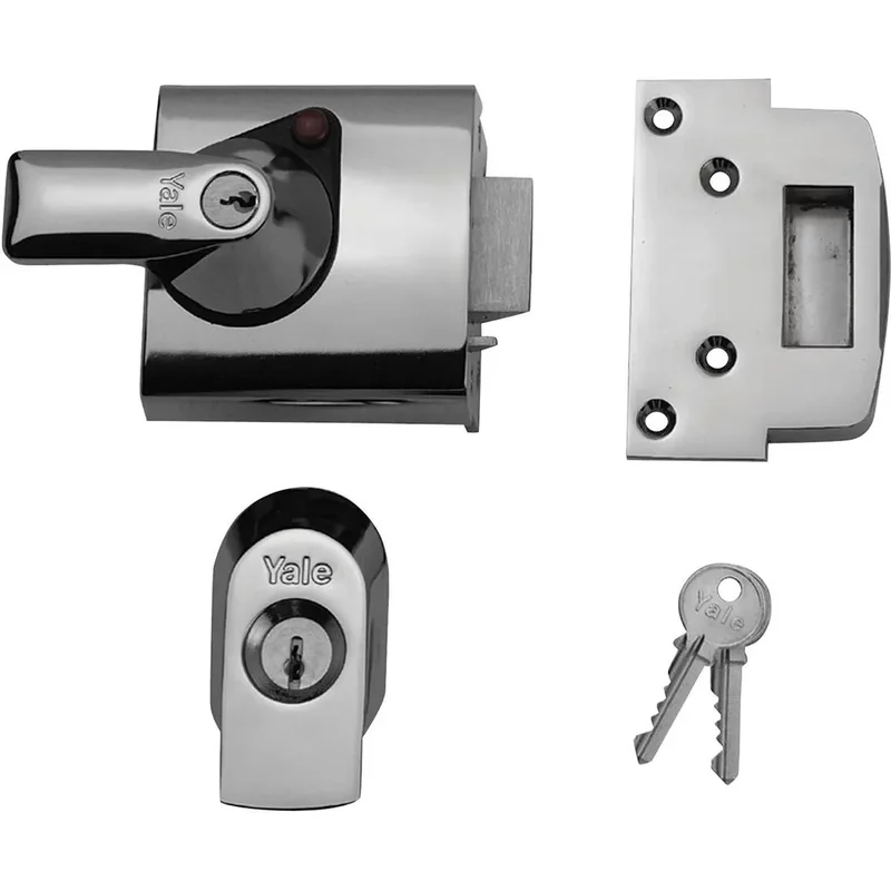 Yale Locks BS1 Nightlatch British Standard Lock 60mm Backset Chrome Finish Visi 6.3001E+11