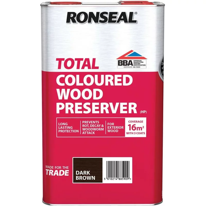 Ronseal Total Wood Preserver Dark Brown 5L