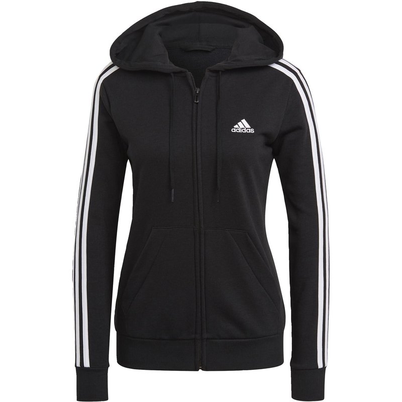 Adidas Essentials 3 Streifen Fleece-sweatshirt In Schwarz Und Weiss Für Damen