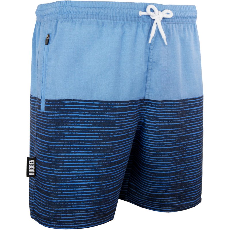 1803-1804 Herren Badehose mit Muster Blau Schwarz Gestreift