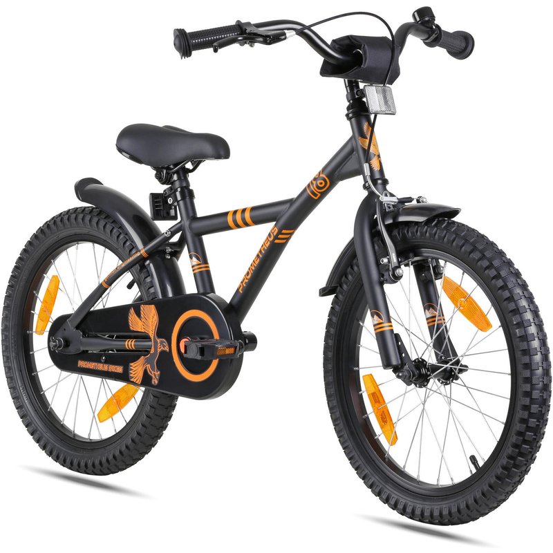 Kinderfahrrad 18 Zoll ab 5 Jahren Schwarz-Orange – Rücktritt & V-Brake