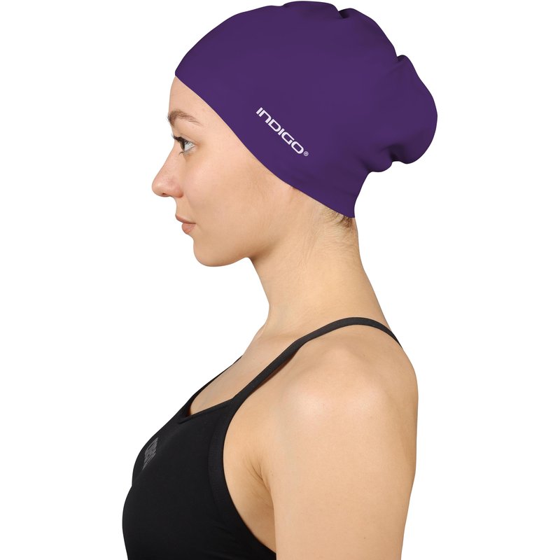 Badekappe Schwimmen für lange Haare INDIGO