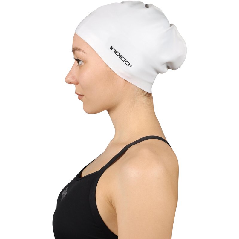 Badekappe Schwimmen für lange Haare INDIGO