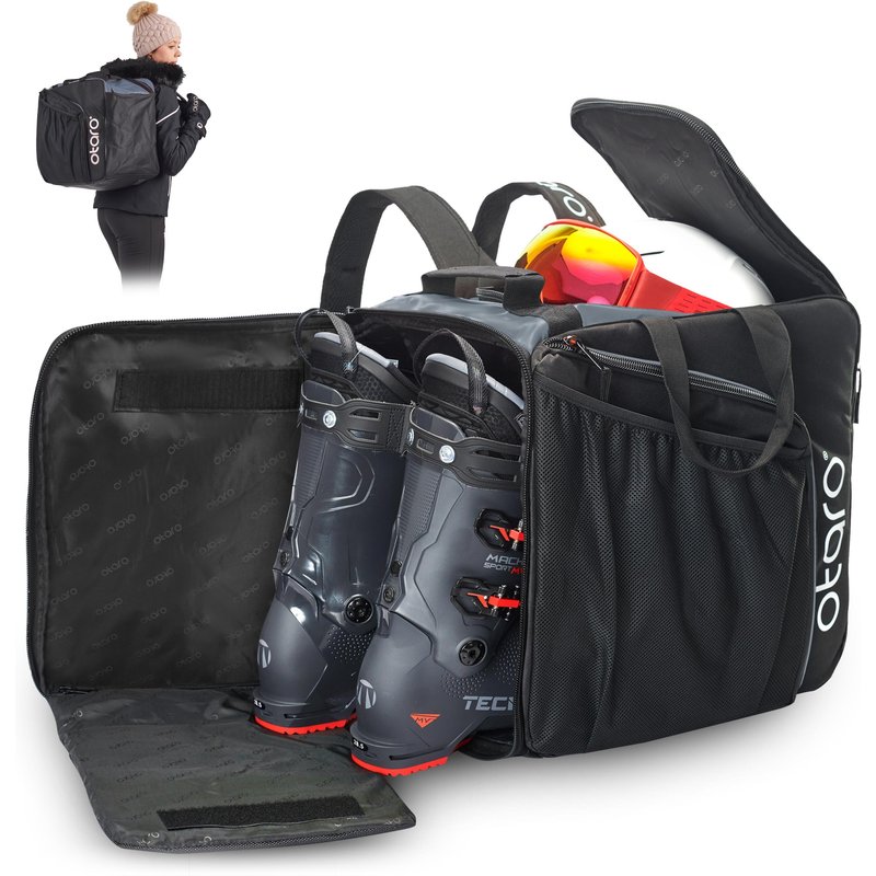 Skischuhtasche mit Helmfach, Rucksackträger & Aufstandfläche | Pro 57L Grau