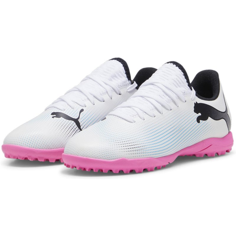 FUTURE 7 PLAY TT Fußballschuhe Jugendliche PUMA White Black Poison Pink