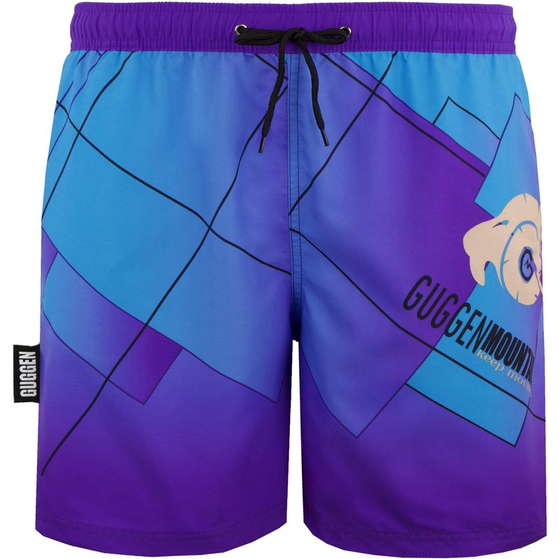 B8 Herren Badehose mit Muster kariert Streifen lila