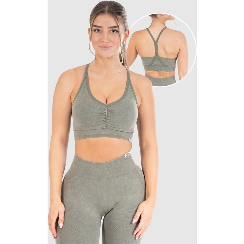 Damen Sport BH Batik Scrunch Olive