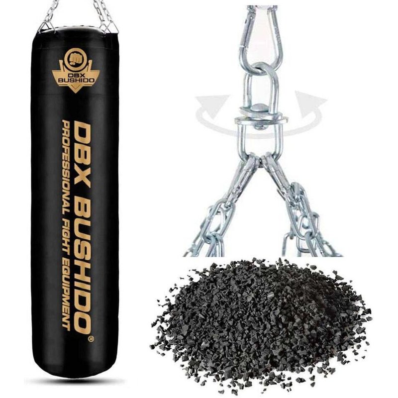 Boxsack DBX Bushido mit Gummigranulat SBRX schwarz-gold 60kg 130cm
