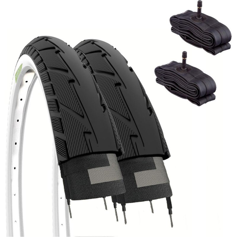 2 Reifen 26x1.75 (47-559) +Schläuche, Reifen slick 26 x 1.75 schwarz/weiß EV