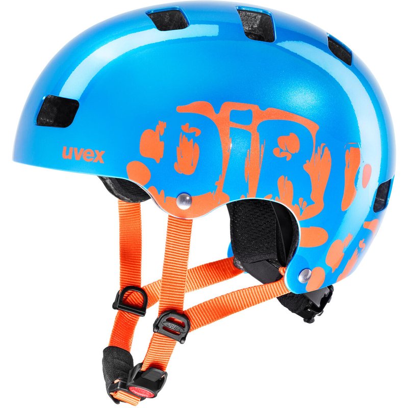 Kid 3 Dirtbike blue-orange Fahrrad Inline Scooter Skate Kinder Helm Retro-Look