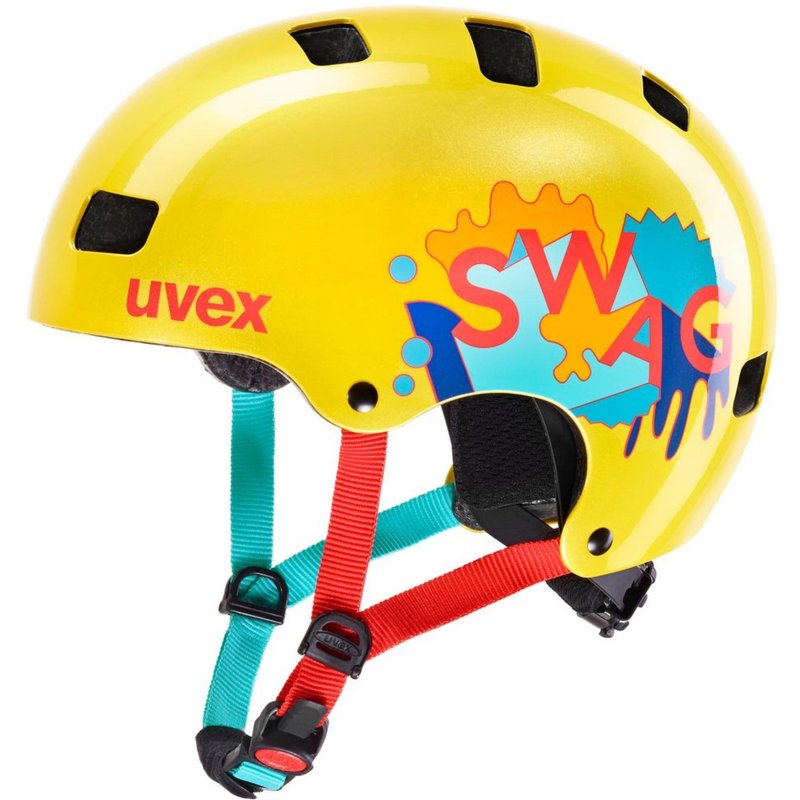 Kid 3 SWAG yellow Fahrrad Inline Scooter Skate Kinder Helm Retro-Look