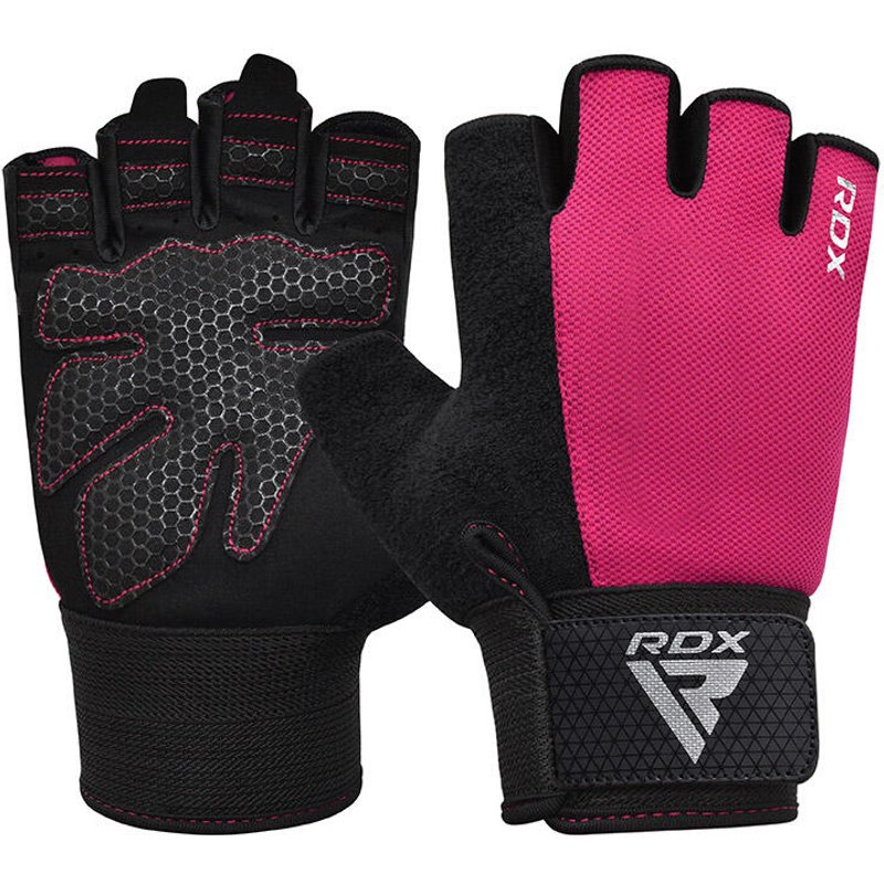 FITNESS-GEWICHTHEBEHANDSCHUHE W1 HALF PINK PLUS-M
