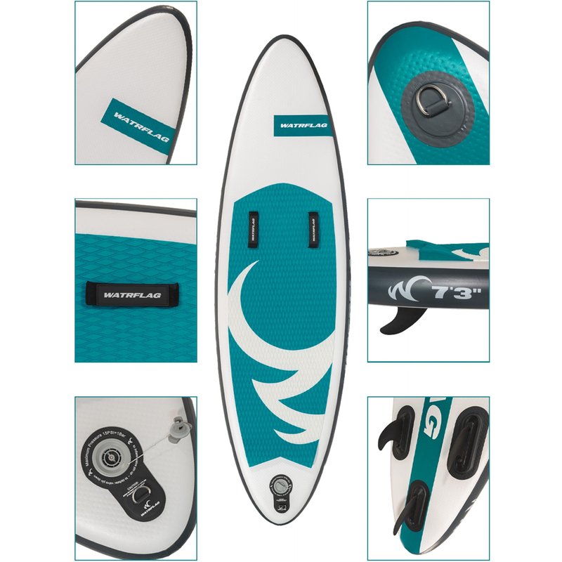 Premium aufblasbares SURF-BODY Board Wave Rider 7'3" - 220 cm SET