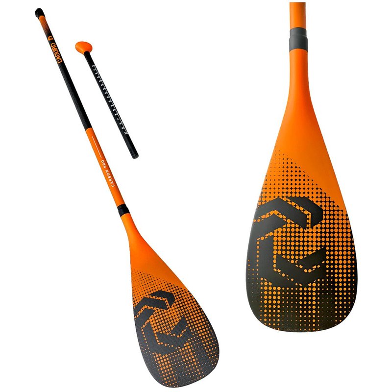 SUP Paddel Carbon 2-teilig 180-220 cm Orange – Stand Up Paddle Paddel, nur 573 g